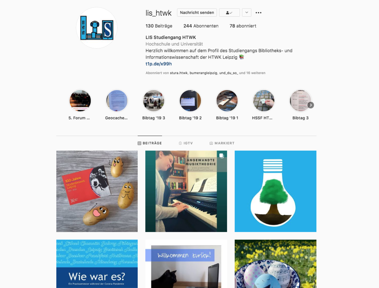 Screenshot des LIS Instagram-Account
