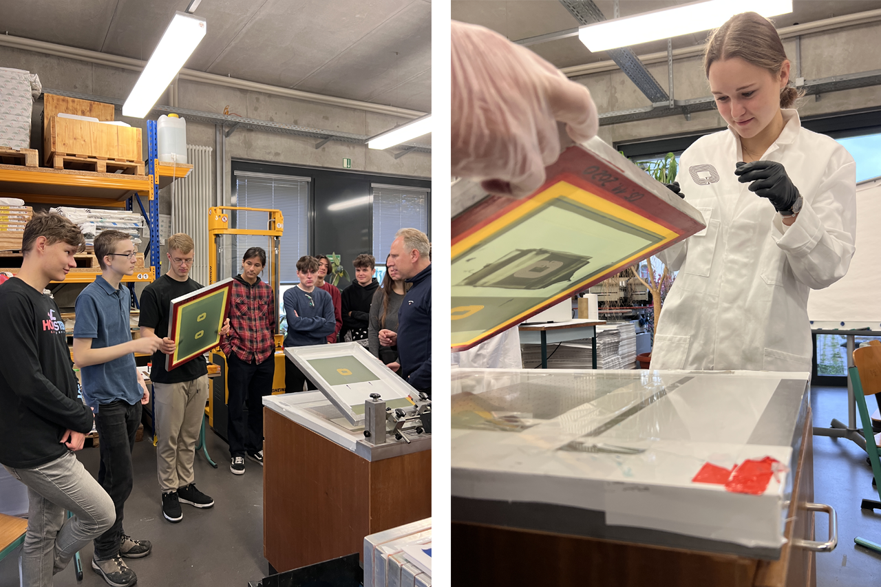 2 Fotos vom Workshop mit vielen Teilnehmenden an langen Tischen