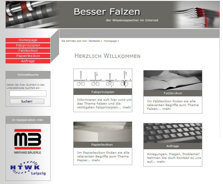 Screenshort der Website "Besser-Falzen"
