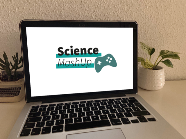 Foto eines Computerbildschirms mit Schriftzug „Science MashUp“