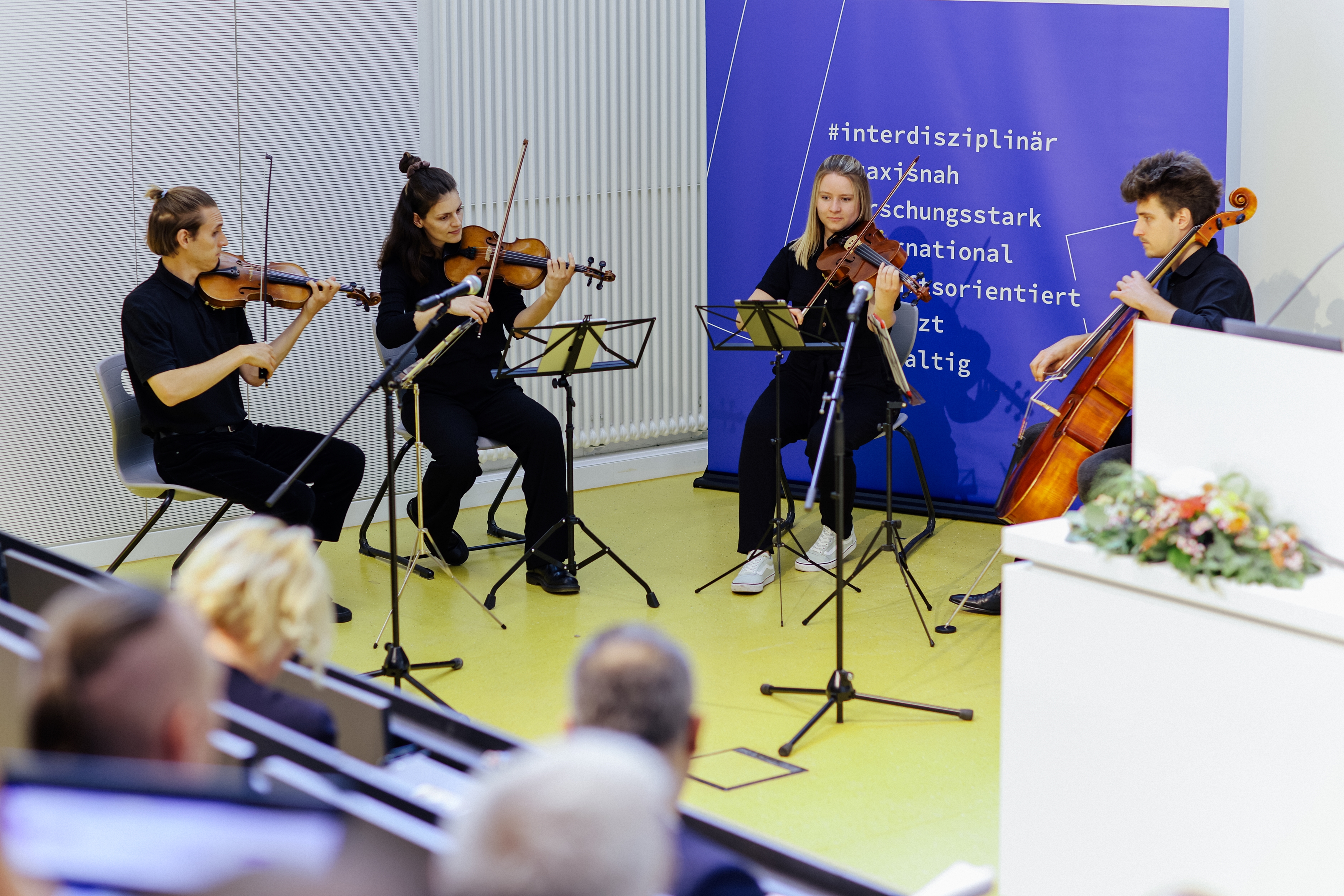 Das Quartett "Quattro Formaggi" gestaltete die Hochschulversammlung musikalisch.